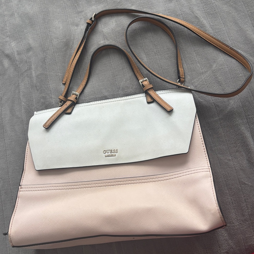 GUESS COLOR BLOCK Top Handle Satchel Shoulder Bag